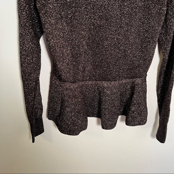 1.State Crewneck Peplum Top Black Metallic Knit - Picture 9 of 9